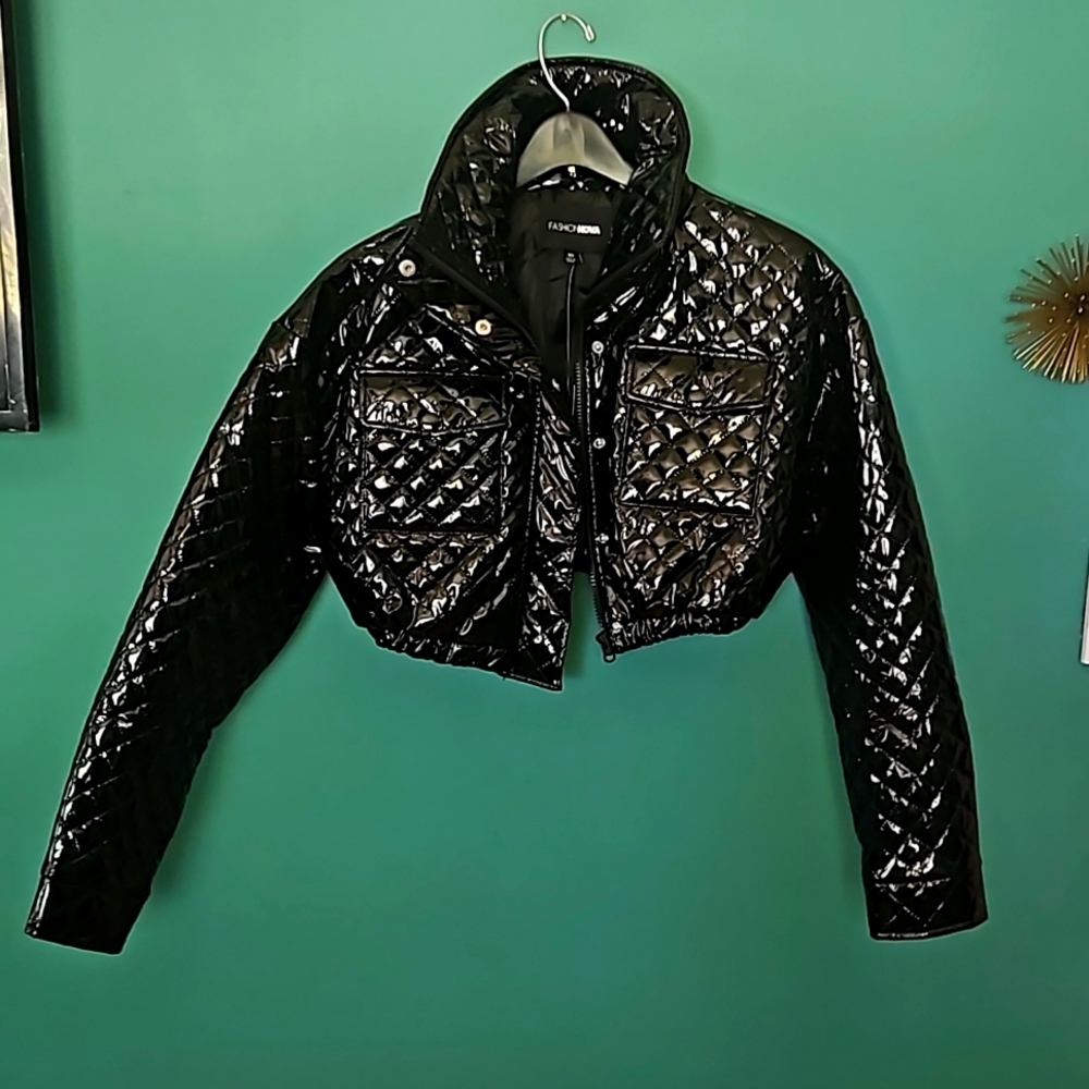 Cropped Patent Jacket